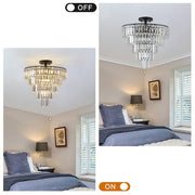 Large Black Contemporary Style Crystal Chandelier for Dining Room, Living Room, Bedroom (Bulbs Not Included)