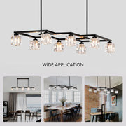 Matte Black Crystal Chandelier For Dining Room, Living Room, Bedroom, Kitchen, Hallway (8 Bulbs Included)