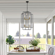 8 Lights Lantern Tiered Chandelier, Industrial Farmhouse Chandelier - Gold (Bulbs Not Included)