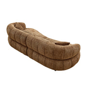 Modern Sectional Curved Sofa, Textured Fabric, Upholstered 4-Seat Comfort For Living Room - Brown