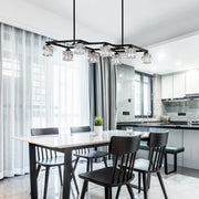 Matte Black Crystal Chandelier For Dining Room, Living Room, Bedroom, Kitchen, Hallway (8 Bulbs Included)