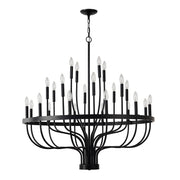 24-Light Modern Suspended Farmhouse Chandelier For Dining Room, Bedroom, Living Room - Black (Bulbs Not Included)