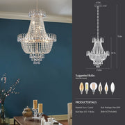 Large Crystal Modern Luxury Chandelier For Living Room, Dining Room, Bedroom, Hallway - Gold (No Bulbs Included)