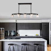 Matte Black Crystal Chandelier For Dining Room, Living Room, Bedroom, Kitchen, Hallway (8 Bulbs Included)