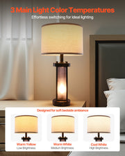 Farmhouse Bedside Nightstand Lamps With USB Ports