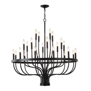 24-Light Modern Suspended Farmhouse Chandelier For Dining Room, Bedroom, Living Room - Black (Bulbs Not Included)