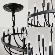 24-Light Modern Suspended Farmhouse Chandelier For Dining Room, Bedroom, Living Room - Black (Bulbs Not Included)