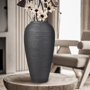 Black Rustic Ceramic Vintage Flower Vase 13.4 Inch Terracotta Tall Floor Vase for Minimalism Home Decor