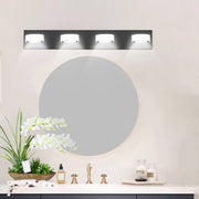 Modern Black 4 Light Vanity Mirror Light Fixture for Bathroom