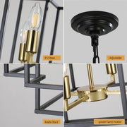8 Lights Lantern Tiered Chandelier, Industrial Farmhouse Chandelier - Gold (Bulbs Not Included)