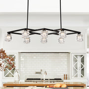 Matte Black Crystal Chandelier For Dining Room, Living Room, Bedroom, Kitchen, Hallway (8 Bulbs Included)