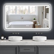 55x30 Rounded Corner, Frameless, 3 Colors Dimmable, Anti-Fog Mirror for Bathroom (Horizontal/Vertical)