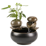 Minimalist Small Ceramic Water Feature Vase for Zen Decor