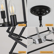 8 Lights Lantern Tiered Chandelier, Industrial Farmhouse Chandelier - Black (Bulbs Not Included)