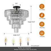 Large Black Contemporary Style Chandelier for Dining Room, Living Room, Bedroom (Bulbs Not Included)