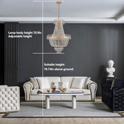 Large Crystal Modern Luxury Chandelier For Living Room, Dining Room, Bedroom, Hallway - Gold (No Bulbs Included)