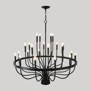 24-Light Modern Suspended Farmhouse Chandelier For Dining Room, Bedroom, Living Room - Black (Bulbs Not Included)