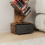 9 Tier Free Standing Tree Bookshelf With Drawer For Home Office, Living Room, Bedroom - Rustic Brown