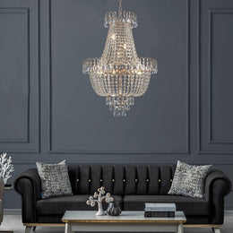 Large Crystal Modern Luxury Chandelier For Living Room, Dining Room, Bedroom, Hallway - Gold (No Bulbs Included)