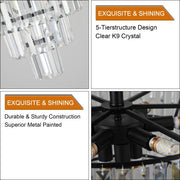 Large Black Contemporary Style Chandelier for Dining Room, Living Room, Bedroom (Bulbs Not Included)