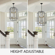 8 Lights Lantern Tiered Chandelier, Industrial Farmhouse Chandelier - Gold (Bulbs Not Included)