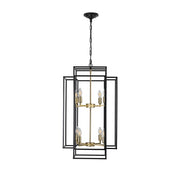 8 Lights Lantern Tiered Chandelier, Industrial Farmhouse Chandelier - Gold (Bulbs Not Included)