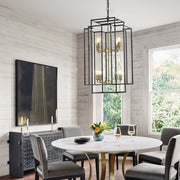 8 Lights Lantern Tiered Chandelier, Industrial Farmhouse Chandelier - Gold (Bulbs Not Included)