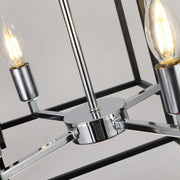 8 Lights Lantern Tiered Chandelier, Industrial Farmhouse Chandelier - Black (Bulbs Not Included)