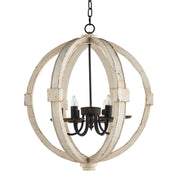 6 Light Wood Chandelier With Adjustable Chain For Kitchen, Dining Hall Entrance (Bulbs Not Included)