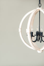 6 Light Wood Chandelier With Adjustable Chain For Kitchen, Dining Hall Entrance (Bulbs Not Included)