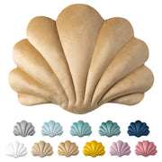 Shell Shaped Accent Throw Pillow; Soft Velvet Insert Included; Cushion for Couch, Bed & Living Room