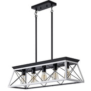 5 Lamps Farmhouse Chandelier for Dining Room - White (Bulbs Not Included)