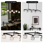 Matte Black Crystal Chandelier For Dining Room, Living Room, Bedroom, Kitchen, Hallway (8 Bulbs Included)
