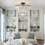 Large Black Contemporary Style Crystal Chandelier for Dining Room, Living Room, Bedroom (Bulbs Not Included)