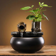 Minimalist Small Ceramic Water Feature Vase for Zen Decor