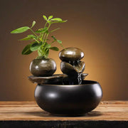 Minimalist Small Ceramic Water Feature Vase for Zen Decor