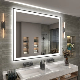48X40 LED Lighted Vanity Mirror for Wall, Backlit and Front Lighted, Anti-Fog, Shatterproof