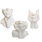 White Ceramic Head Vase for Table Decor