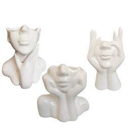 White Ceramic Head Vase for Table Decor